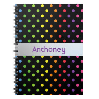 Caderno Espiral Pontos turquesa azul rosa verde menta personalizad