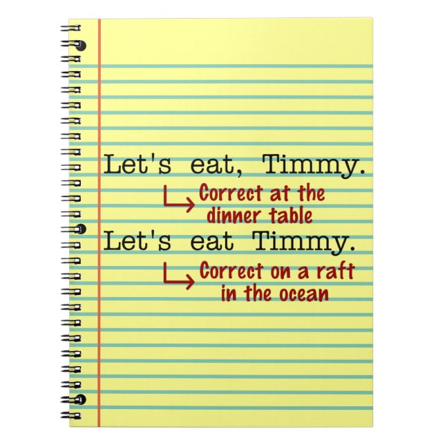 Caderno Espiral Pontuação Engraçada Grammar (Frente)