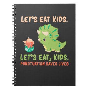 Caderno Espiral Pontuação Gramática Inglesa Humor Trex Dinosaur