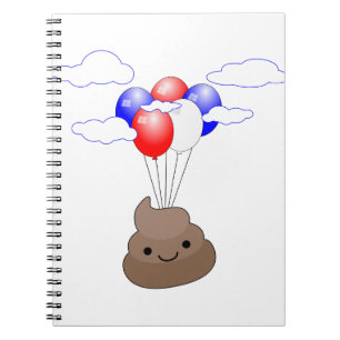 Caderno Espiral Poo Emoji Voando Com Balões