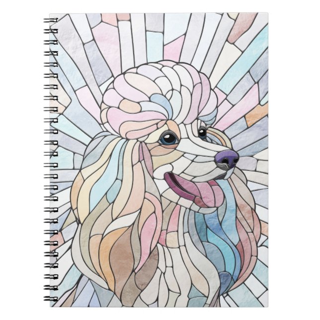 Caderno Espiral Poodle - arte mosaica pastel (Frente)