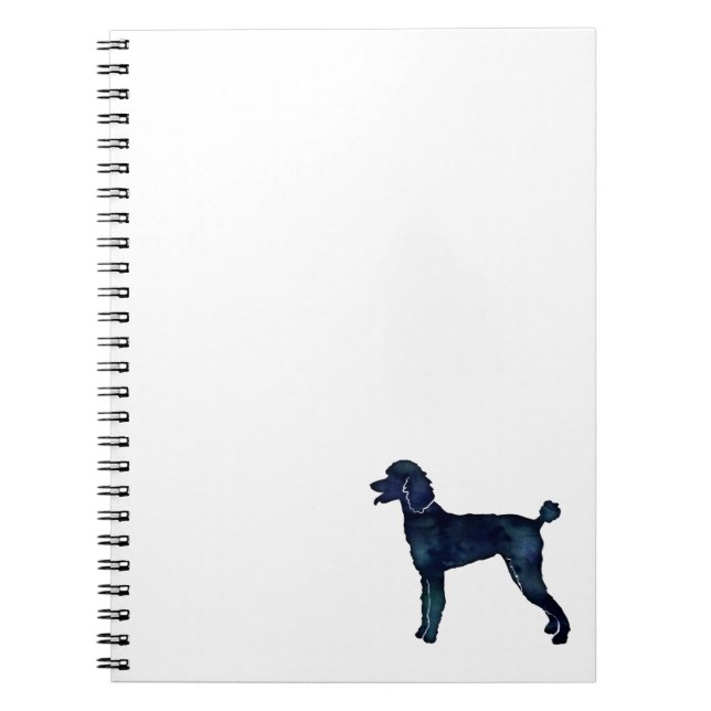 Caderno Espiral Poodle Black Watercolor Silhouette (Frente)