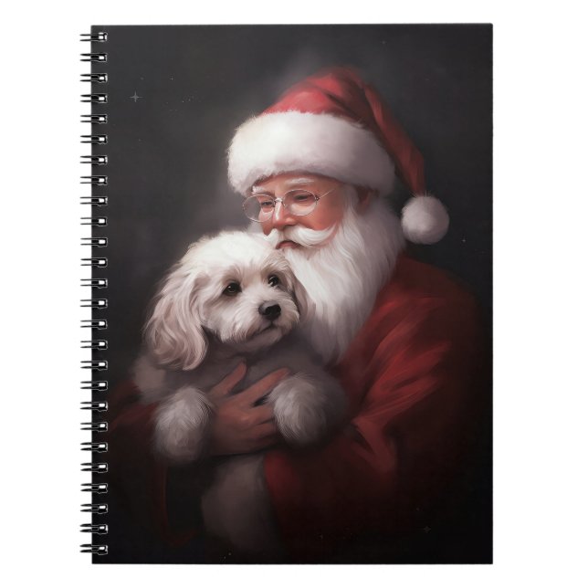 Caderno Espiral Poodle com Papai Noel Natal Festivo (Frente)