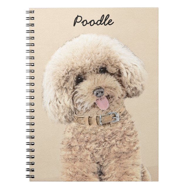 Caderno Espiral Poodle Miniature Toy Apricot Cream Brown Dog Art (Frente)
