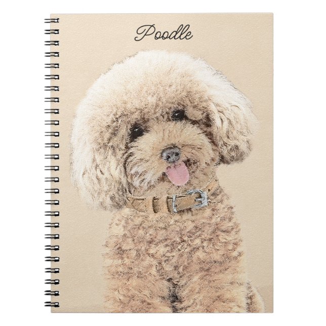 Caderno Espiral Poodle Miniature Toy Apricot Cream Brown Dog Art (Frente)