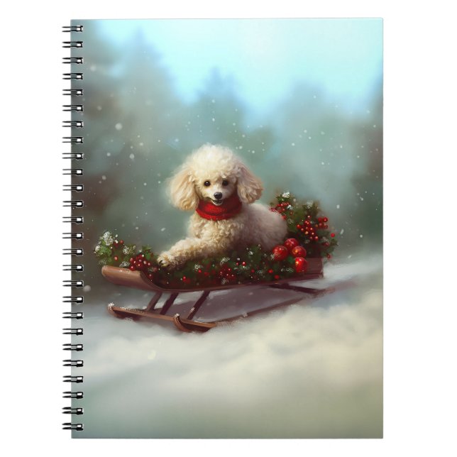 Caderno Espiral Poodle Natal neve inverno (Frente)