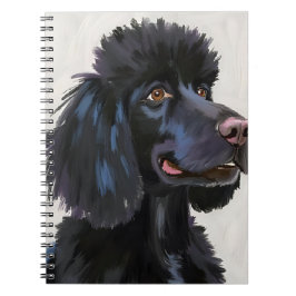Caderno Espiral Poodle Preto | Pintura em Aquarela de Cachorro Pet