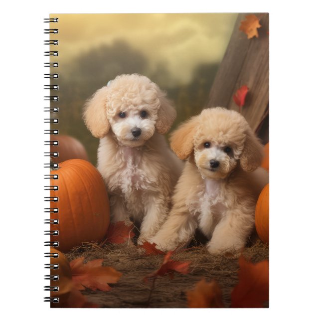 Caderno Espiral Poodle Puppy Autumn Delight Pumpkin (Frente)