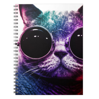 Caderno Espiral Pop art do gato do hipster