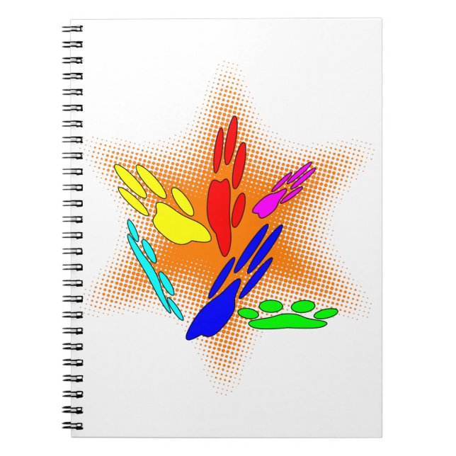 Caderno Espiral Pop Art Dog Paw Prints (Frente)