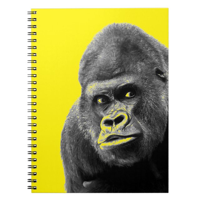 Caderno Espiral Pop Art Gorilla Yellow Cinza (Frente)