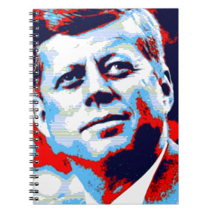 Caderno Espiral Pop Art JFK John F. Kennedy Red Blue