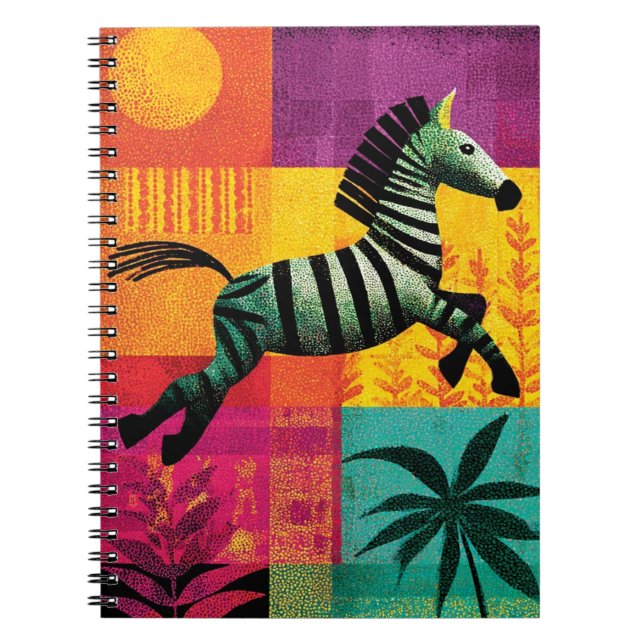 Caderno Espiral Pop da selva de zebra voadora (Frente)