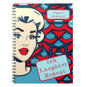 Caderno Espiral Pop de arte personalizada e engraçada na década de