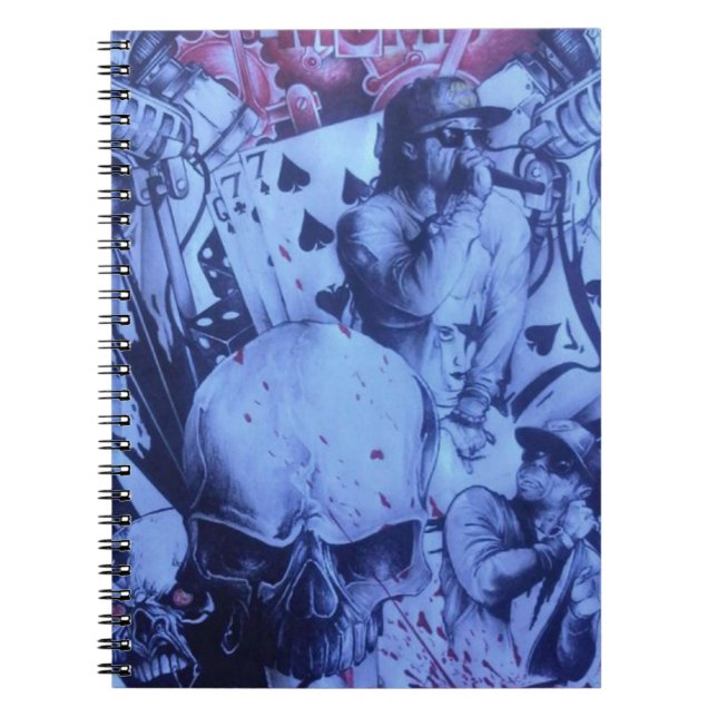 Caderno Espiral Pop Músicos Impressão de Arte Roxo Azul (Frente)