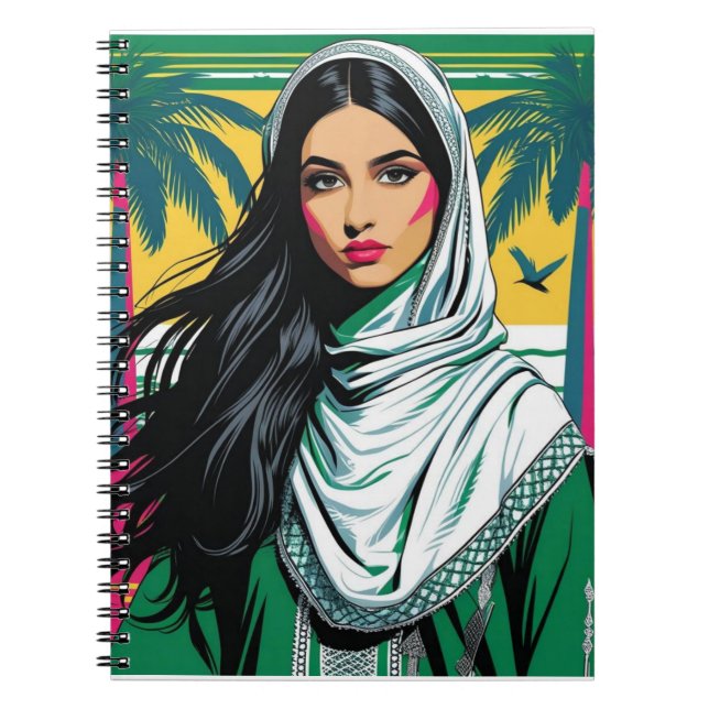 Caderno Espiral "Pop Saudita Queen - Arte de Patrimônio Negrito pa (Frente)