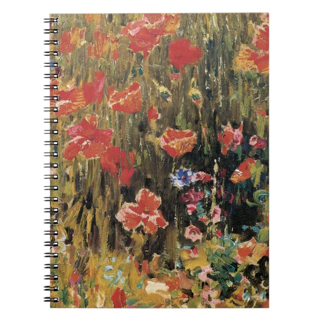 Caderno Espiral Poppies de Robert Vonnoh, Impressionismo Vintage (Frente)
