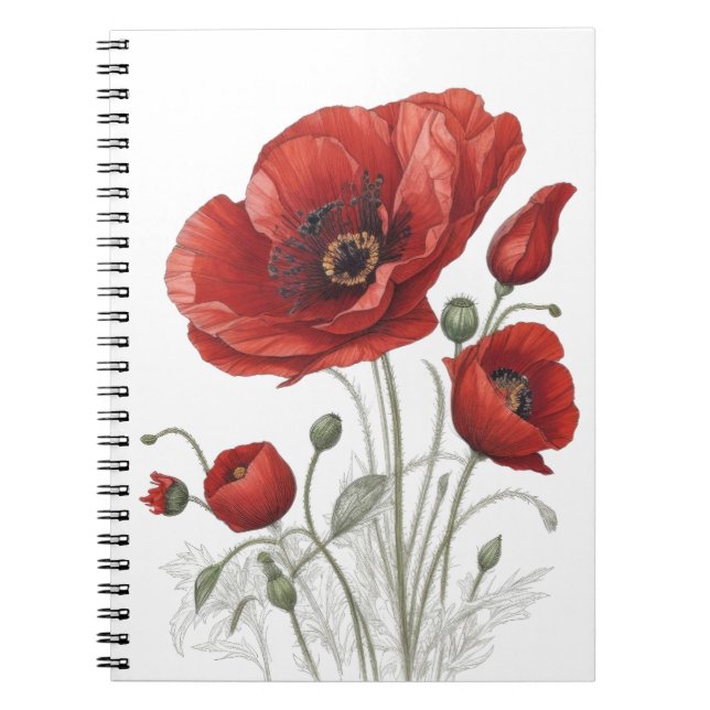Caderno Espiral Poppies vermelhos (Frente)