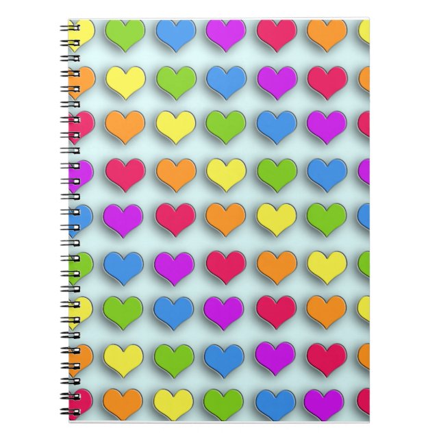 Caderno Espiral Poppin Retro Hearts (Frente)
