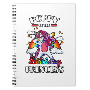Caderno Espiral Poppy Do Unicórnio Princesa De Aniversário Arco-Ír