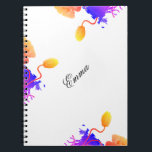 Caderno Espiral Poppy Flowers Watercolor Floral Custom Name<br><div class="desc">Designed with beautiful and colorful poppy flowers abstract in solid white color background with monogrammed name template which you can personalize! Perfect for gifts or party favors!</div>