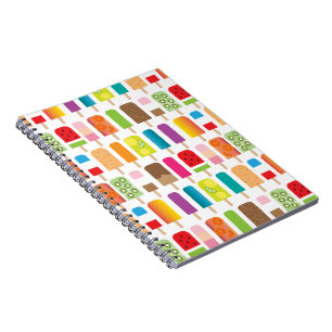 Caderno Espiral Popsicles e deleites doces da sobremesa dos bares
