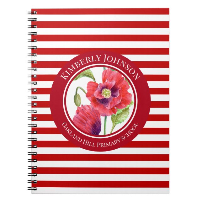 Caderno Espiral Populações Vermelhas Vivas Círculo Floral Bandas B (Frente)