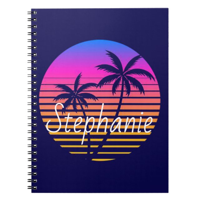 Caderno Espiral Pôr de sol retrô personalizado (Frente)