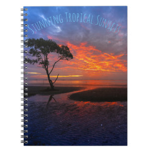 Caderno Espiral Por do sol alaranjado tropical