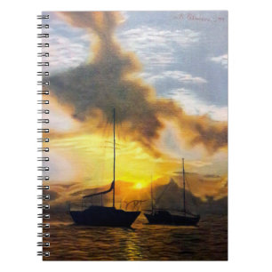 Caderno Espiral Por do sol bonito