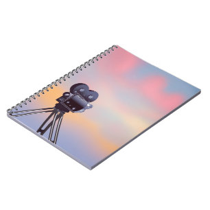 Caderno Espiral pôr do sol da câmara Vintage Movie