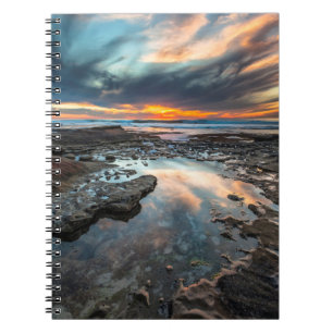 Caderno Espiral Pôr do sol das poças da maré