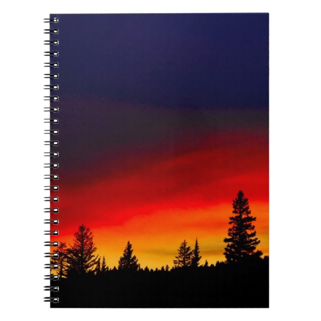 Caderno Espiral Por do sol de Yellowstone (Frente)