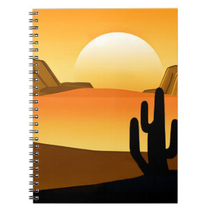 Caderno Espiral Pôr do sol do deserto do sudoeste com mesas