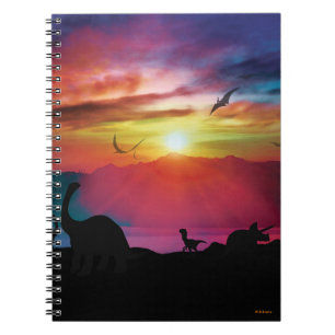 Caderno Espiral Por do sol do dinossauro
