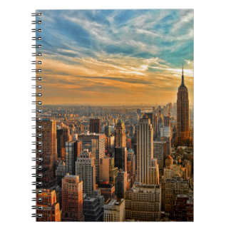 Caderno Espiral Por do sol lindo em Manhattan, Nova Iorque