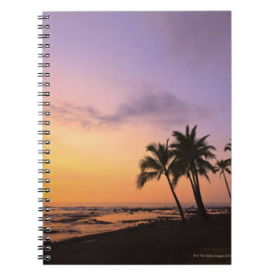 Caderno Espiral Por do sol na baía de Kahaluu em Kona, Havaí 2