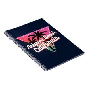 Caderno Espiral Pôr do Sol Neon Retro Palmeiras Praia Newport