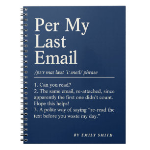 Caderno Espiral Por Meu Último E-mail Humor de Escritório Divertid
