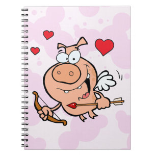 Caderno Espiral Porco do vôo com arco e seta