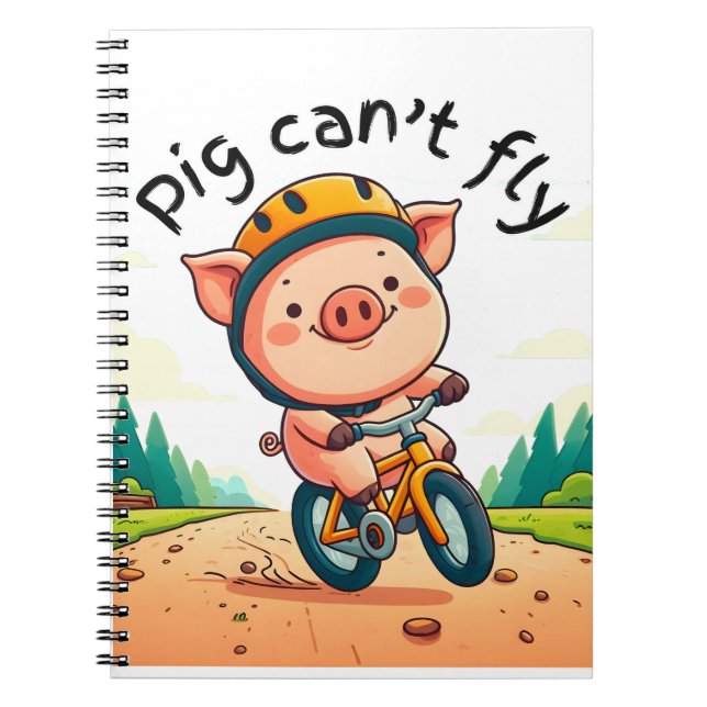 Caderno Espiral Porco não pode voar. L Rosa BG (Frente)