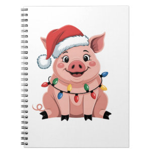 Caderno Espiral Porco Papai Noel do Natal Festa de Natal Porco de 