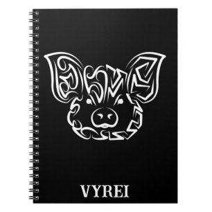 Caderno Espiral Porco Tribal Negro e Branco
