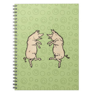 Caderno Espiral Porcos Antigos para Dançar: Whimsical Vintage Pigg