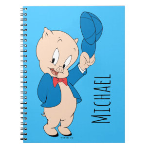 Caderno Espiral Porky Pig   Chapéu Acenando
