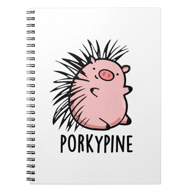 Caderno Espiral Porky-Pine Funny Porcupine Pig Pun (Frente)