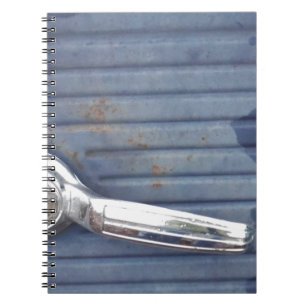 Caderno Espiral Porta Azul Vintage, Alça Prateada