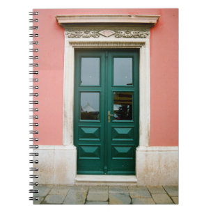 CADERNO ESPIRAL PORTA DE MADEIRA DE TEAL COM QUADRO DE JANELA DE A