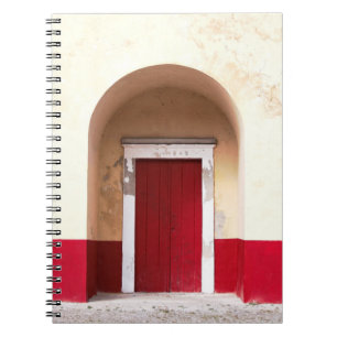 CADERNO ESPIRAL PORTA DE MADEIRA VERMELHA