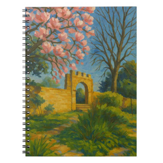 Caderno Espiral Porta do Flor - Pintura de Jardim Encantada (Frente)